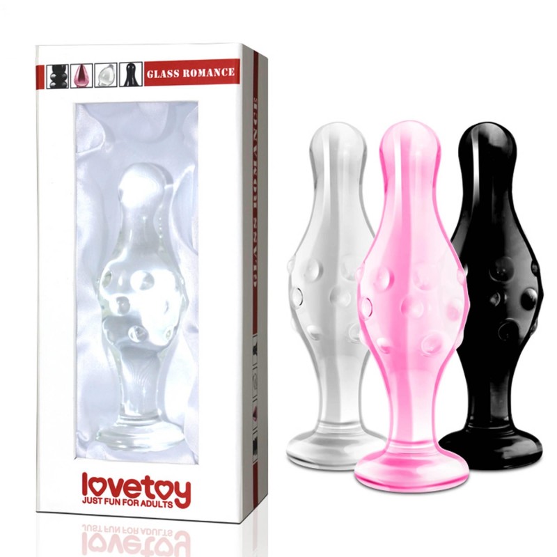 Szklane dildo analne z wypustkami 3 kolory 11,5 cm